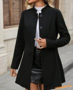 Čierny kabat so stojačikom ***XXL***