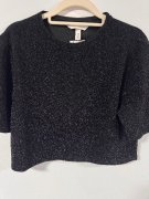 H&M crop top S – čierny s jemným leskom