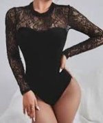 NOVÉ čierne čipkové body veľkosť L