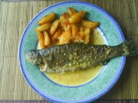 Pstruh na masle s americkými zemiačikmi